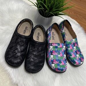 Bundle Alegria Black and Puzzle Print Slip-Ons size 42
